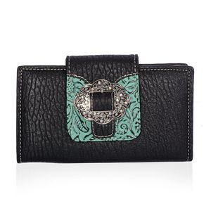 Southwest Buckle Wallet Black and Mint Vegan